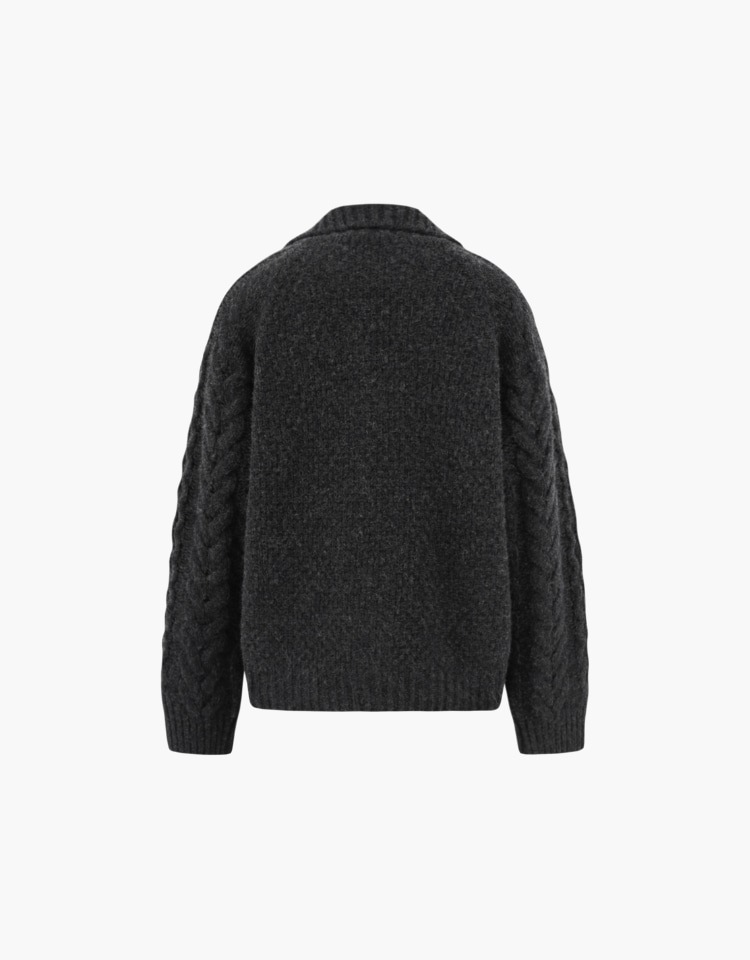 DEPOUND】 MULTI CABLE ZIP-UP CARDIGAN : CHARCOAL カーディガン