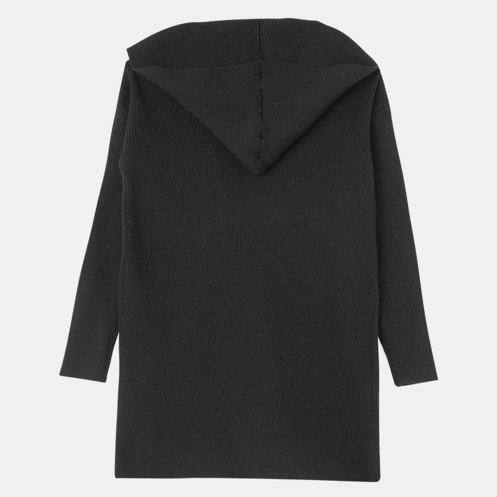 ELLE Paris レディースフード付きロングカーディガン ELLE Paris レディースフード付きロングカーディガン