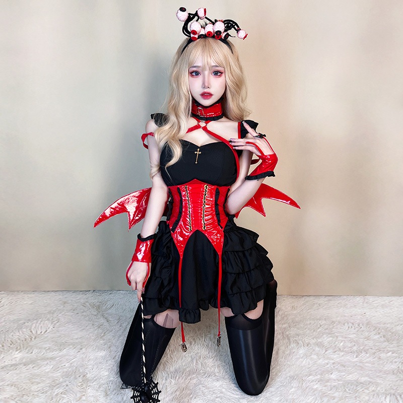 ハロウィンセクシーな小悪魔メイドコスチューム甘くてスパイシーな魔女悪魔ナイトエルフ吸血鬼バットコスコスチューム ハロウィンセクシーな小悪魔メイドコスチューム甘くてスパイシーな魔女悪魔ナイトエルフ吸血鬼バットコスコスチューム
