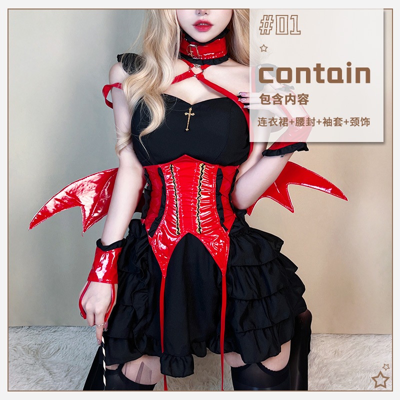 ハロウィンセクシーな小悪魔メイドコスチューム甘くてスパイシーな魔女悪魔ナイトエルフ吸血鬼バットコスコスチューム ハロウィンセクシーな小悪魔メイドコスチューム甘くてスパイシーな魔女悪魔ナイトエルフ吸血鬼バットコスコスチューム