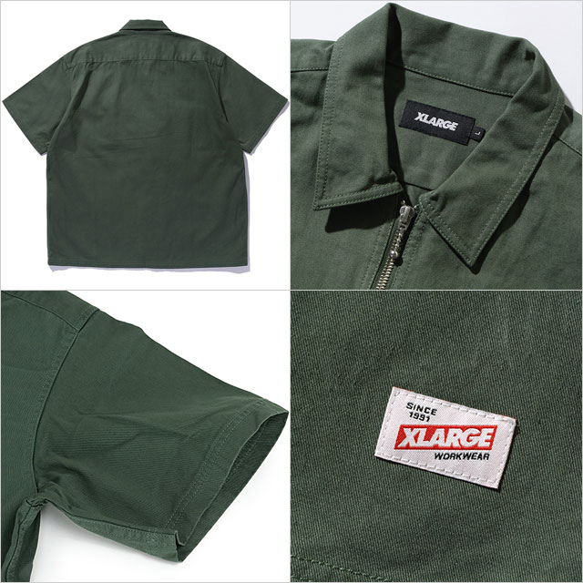 ジップアップ ショートスリーブ ワークシャツ [101252014001] ZIP UP S/S WORK SHIRT メンズ トップス 半袖 カジュアルシャツ GREEN 正規取扱店
