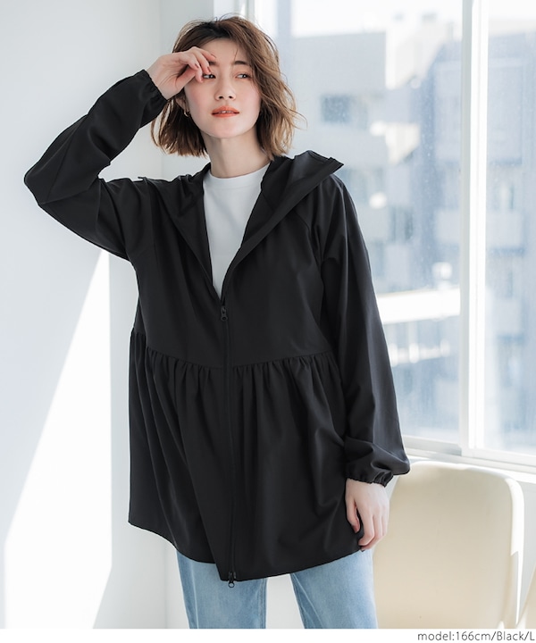 【人気完売2点】cocaUVカットギャザーパーカー ＆シアージョーゼットオーバー UVカットギャザーパーカー（Tシャツ/カットソー）｜coca（coca