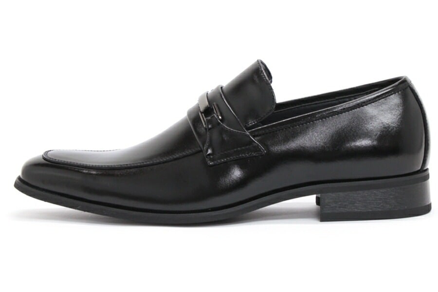 ビジネスシューズ 天然皮革　 ロングノーズ ビットローファー スリッポン メンズ 撥水加工 ブラック/ブラウン 黒/茶　5854