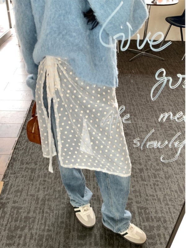 Qoo10] シアーレースフラワー刺繍レイヤードラップ