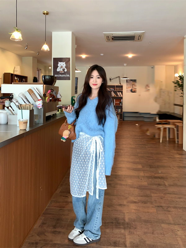 Qoo10] シアーレースフラワー刺繍レイヤードラップ