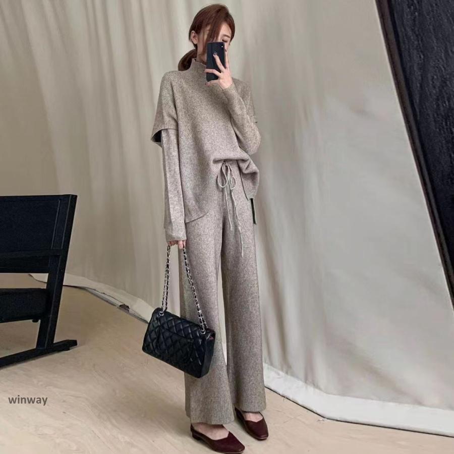 セットアップ 上下セット レディース 3点セット パンツセット ニット 秋 春 冬 ベスト セットアップ 上下セット レディース 3点セット パンツセット ニット 秋 春 冬 ベスト