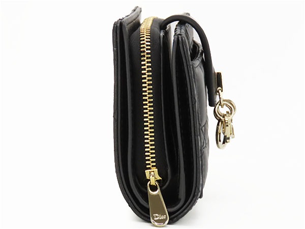 超美品クリスチャンディオールレディディオールカナージュマイディオールディタニーウォレット二つ折り財布ブラック 超美品クリスチャンディオールレディディオールカナージュマイディオールディタニーウォレット二つ折り財布ブラック
