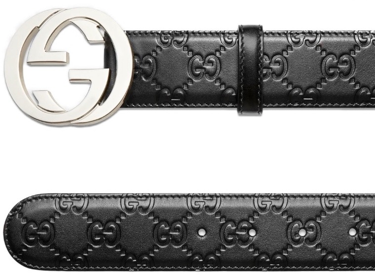 GUCCI 411924-CWC1N-1000-80 グッチ ユニセックス ベルト グッチシマレザー インターロッキングGバックル