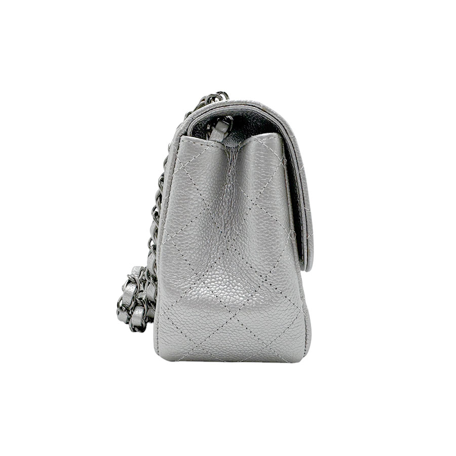 シャネル CHANEL ショルダーバッグ マトラッセ キャビアスキンレザー シルバー レディース z3224