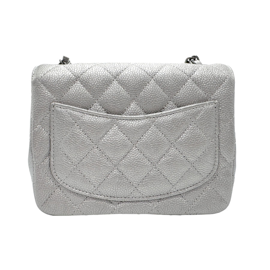 シャネル CHANEL ショルダーバッグ マトラッセ キャビアスキンレザー シルバー レディース z3224