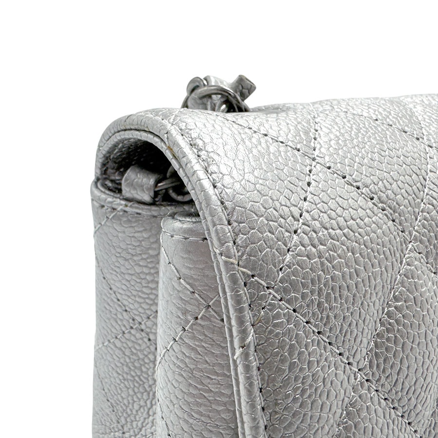 シャネル CHANEL ショルダーバッグ マトラッセ キャビアスキンレザー シルバー レディース z3224
