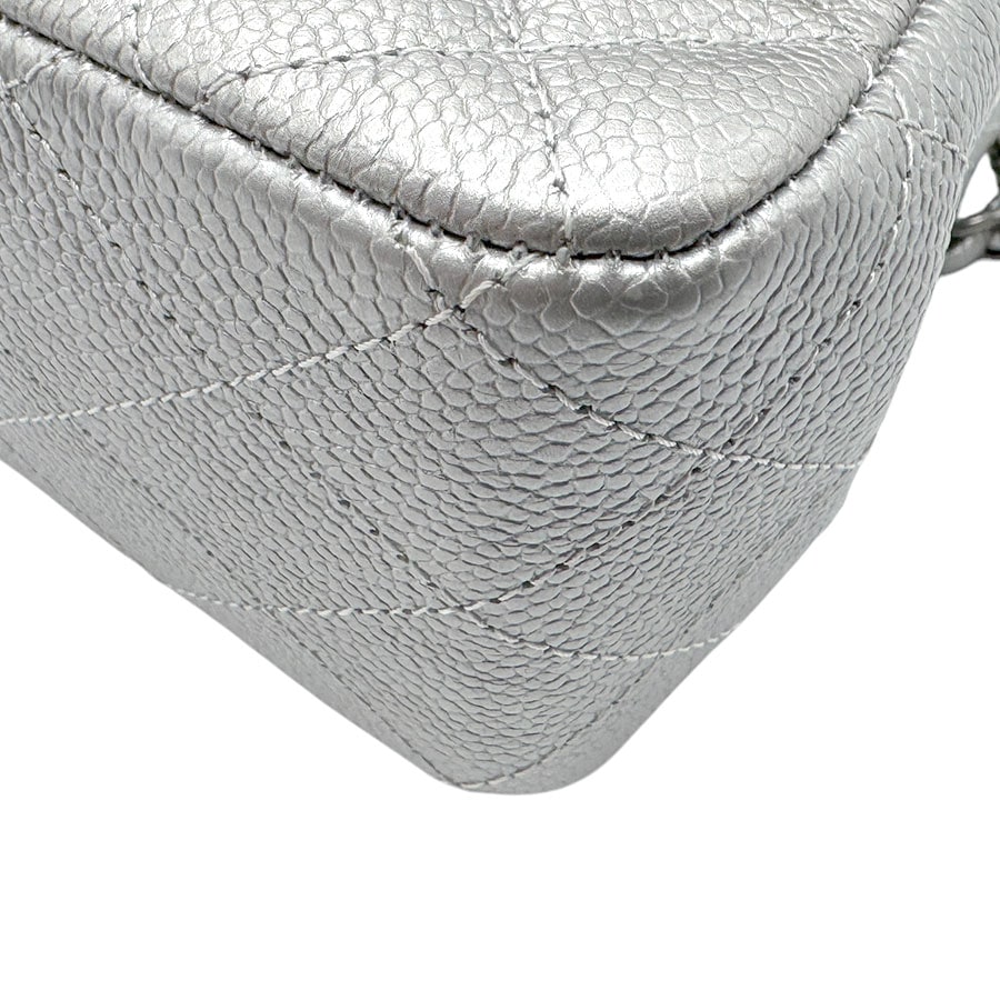 シャネル CHANEL ショルダーバッグ マトラッセ キャビアスキンレザー シルバー レディース z3224
