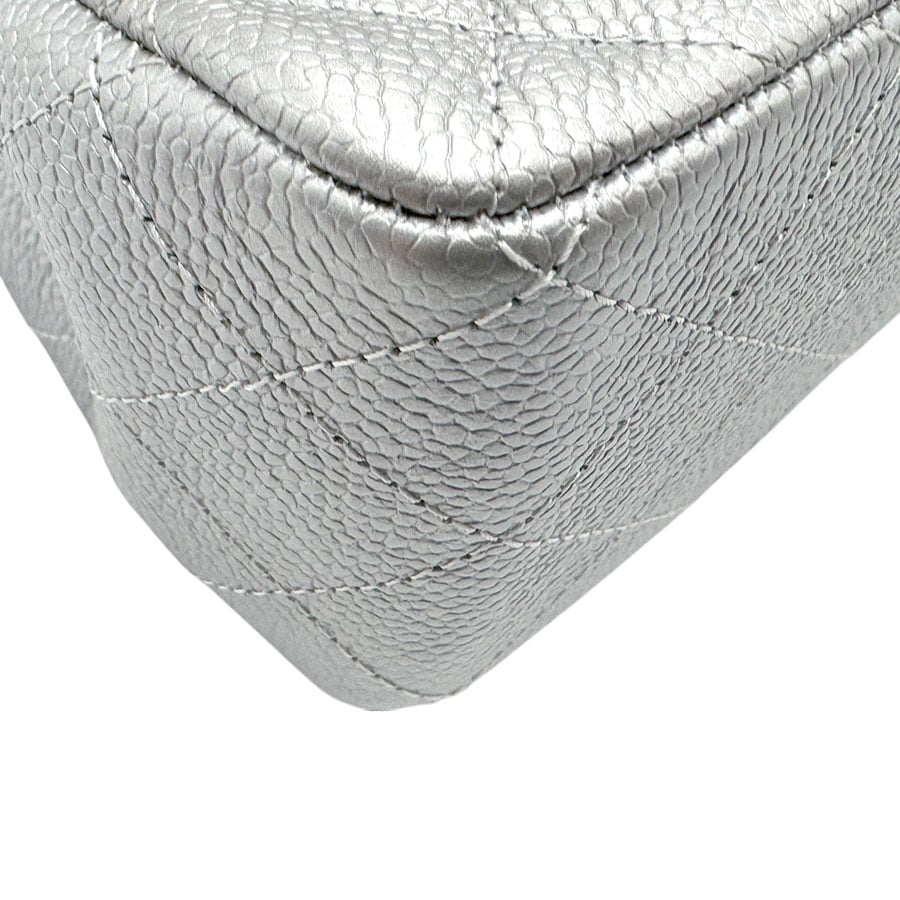 シャネル CHANEL ショルダーバッグ マトラッセ キャビアスキンレザー シルバー レディース z3224