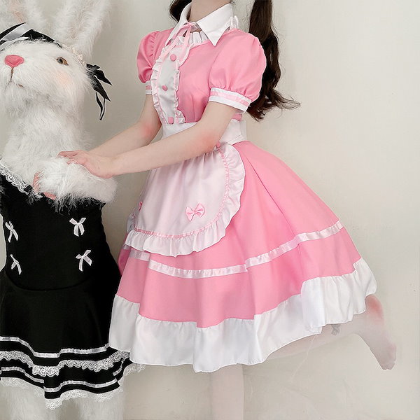 Qoo10] ピンクのメイド服 コスプレ衣装 女性 大