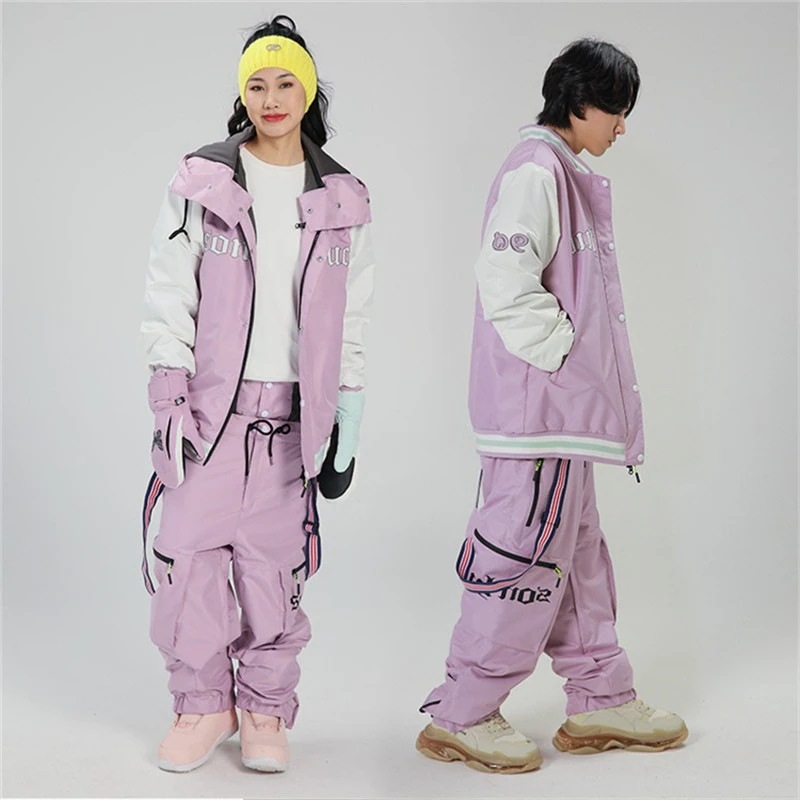 VECTOR スノーボードウェア　上下セット　セットアップ　かわいい　星ピンク紫 VECTOR スノーボードウェア 上下セット セットアップ かわいい 星