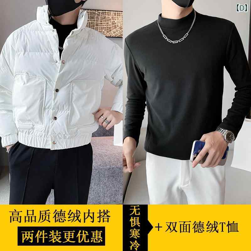 アウター メンズ カジュアル おしゃれ 秋冬 綿服 白 カジュアル ジャケット スタンドカラー トレンディ 綿服
