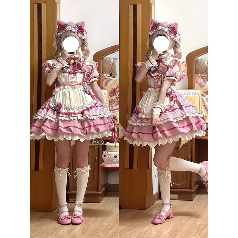 ピンクバドスカートロリータop Chang Qing Lo プリンセスドレスロリータ