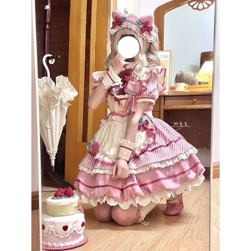 ピンクバドスカートロリータop Chang Qing Lo プリンセスドレスロリータ