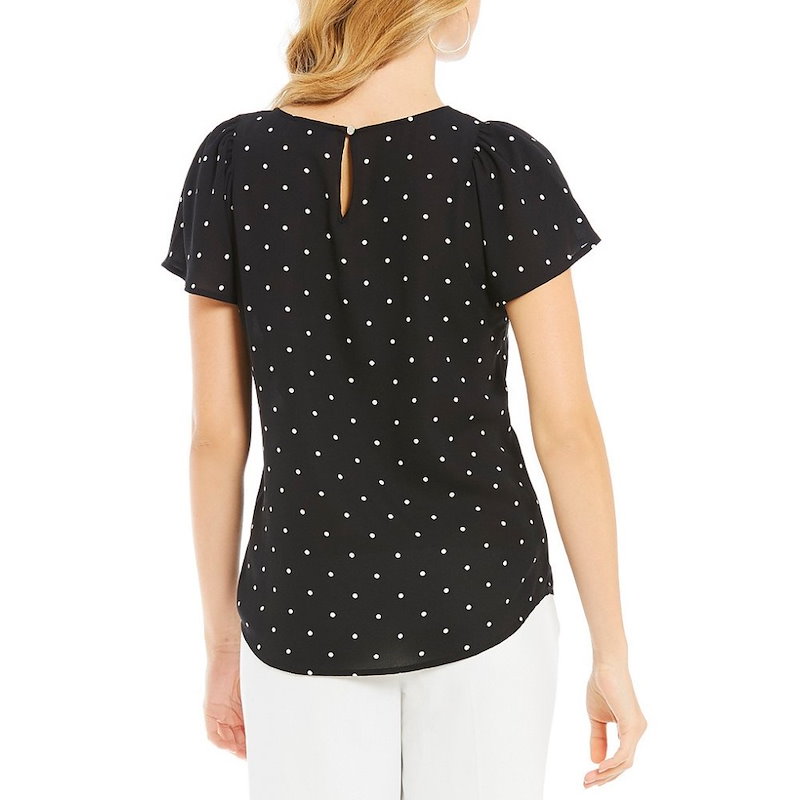 シーシー レディース トップス ブラウス・シャツ【CeCe Polka-Dot Flutter Sleeve Blouse】Rich Black シーシー レディース トップス ブラウス・シャツ【CeCe Polka-Dot Flutter Sleeve Blouse】Rich Black