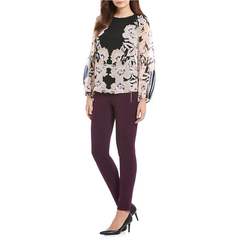 カルバンクライン レディース トップス ブラウス・シャツ【Calvin Klein Mirror Image Floral Print Georgette Peasant Top】Blush/Blac カルバンクライン レディース トップス ブラウス・シャツ【Calvin Klein Mirror Image Floral Print Georgette Peasant Top】Blush/Blac