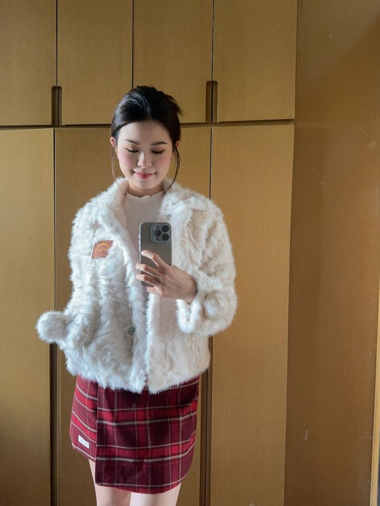 冬の雰囲気韓系お正月着回しセットアップスカートモコモコパイル保温カーディガンコートレトロ赤半身スカート女 冬の雰囲気韓系お正月着回しセットアップスカートモコモコパイル保温カーディガンコートレトロ赤半身スカート女