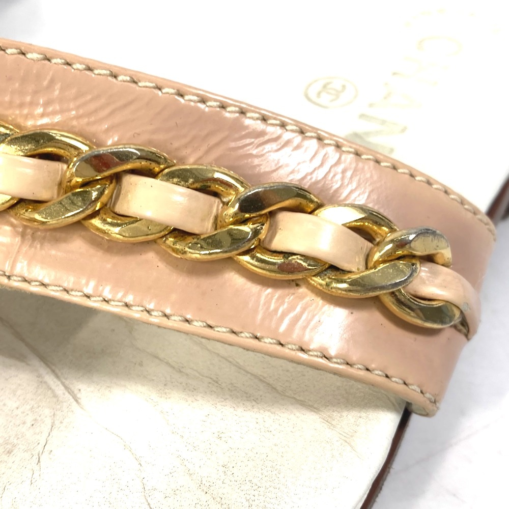 サンダル CC ココマーク ターンロック 靴 フラット ペタンコ トング チェーン レザー ホワイト サンダル CC ココマーク ターンロック 靴 フラット ペタンコ トング チェーン レザー ホワイト