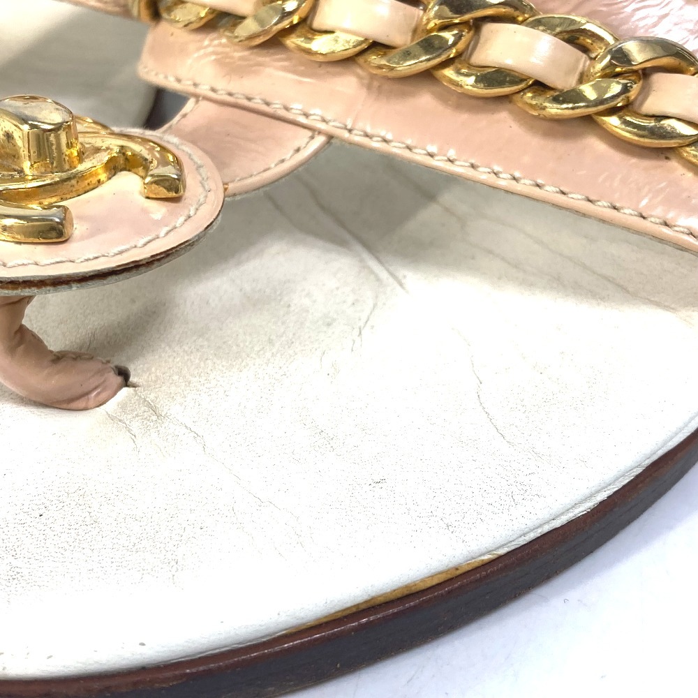 サンダル CC ココマーク ターンロック 靴 フラット ペタンコ トング チェーン レザー ホワイト サンダル CC ココマーク ターンロック 靴 フラット ペタンコ トング チェーン レザー ホワイト