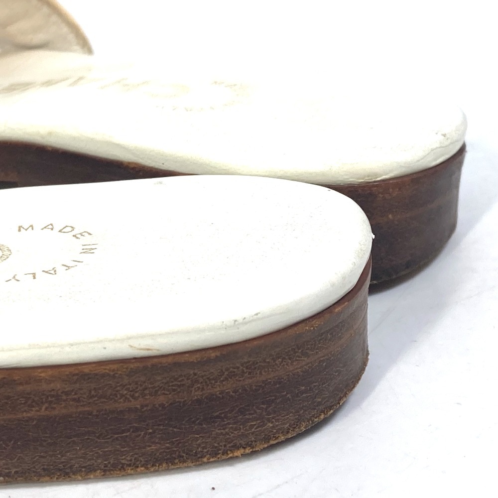 サンダル CC ココマーク ターンロック 靴 フラット ペタンコ トング チェーン レザー ホワイト サンダル CC ココマーク ターンロック 靴 フラット ペタンコ トング チェーン レザー ホワイト