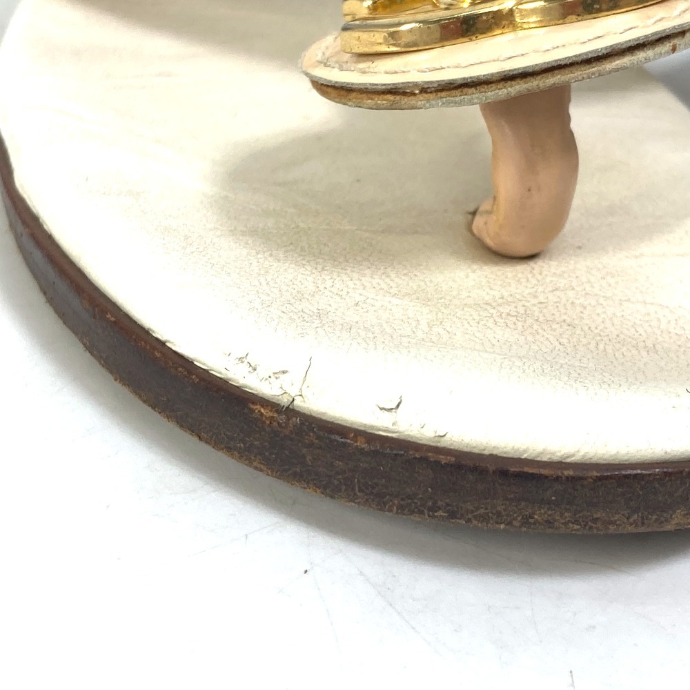 サンダル CC ココマーク ターンロック 靴 フラット ペタンコ トング チェーン レザー ホワイト サンダル CC ココマーク ターンロック 靴 フラット ペタンコ トング チェーン レザー ホワイト