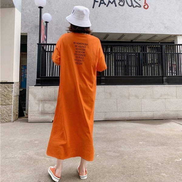 Qoo10] 半袖 長袖 Tシャツ ワンピース ロング