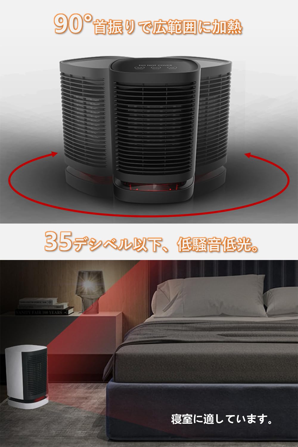 ヒーター ファンヒーター セラミックヒーター 電気ストーブ Masinca 安全 小型 2秒速暖 3段階風量 自動首振り 省エネ 恒温 ヒートショック対策 過熱防止 転倒停止 冷え 74452