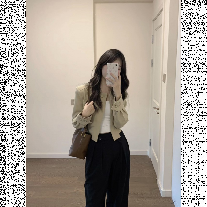 ハイエンドのカスタマイズ-小柄な方向けのショートカーディガンとジャケットを備えた春と秋の新作スーツと女性用トップスのフルセット