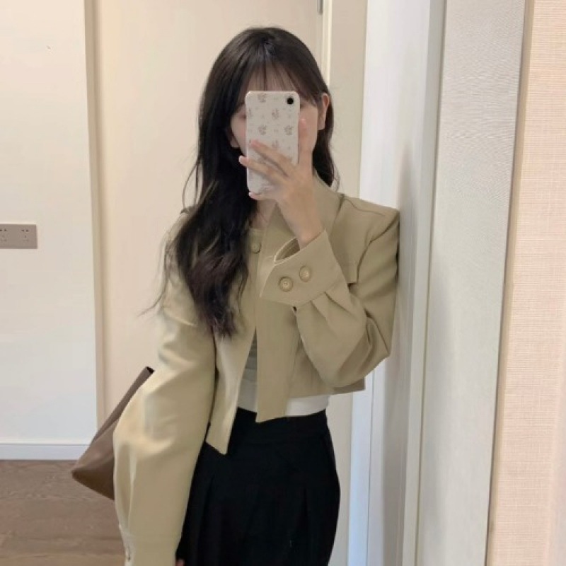 ハイエンドのカスタマイズ-小柄な方向けのショートカーディガンとジャケットを備えた春と秋の新作スーツと女性用トップスのフルセット