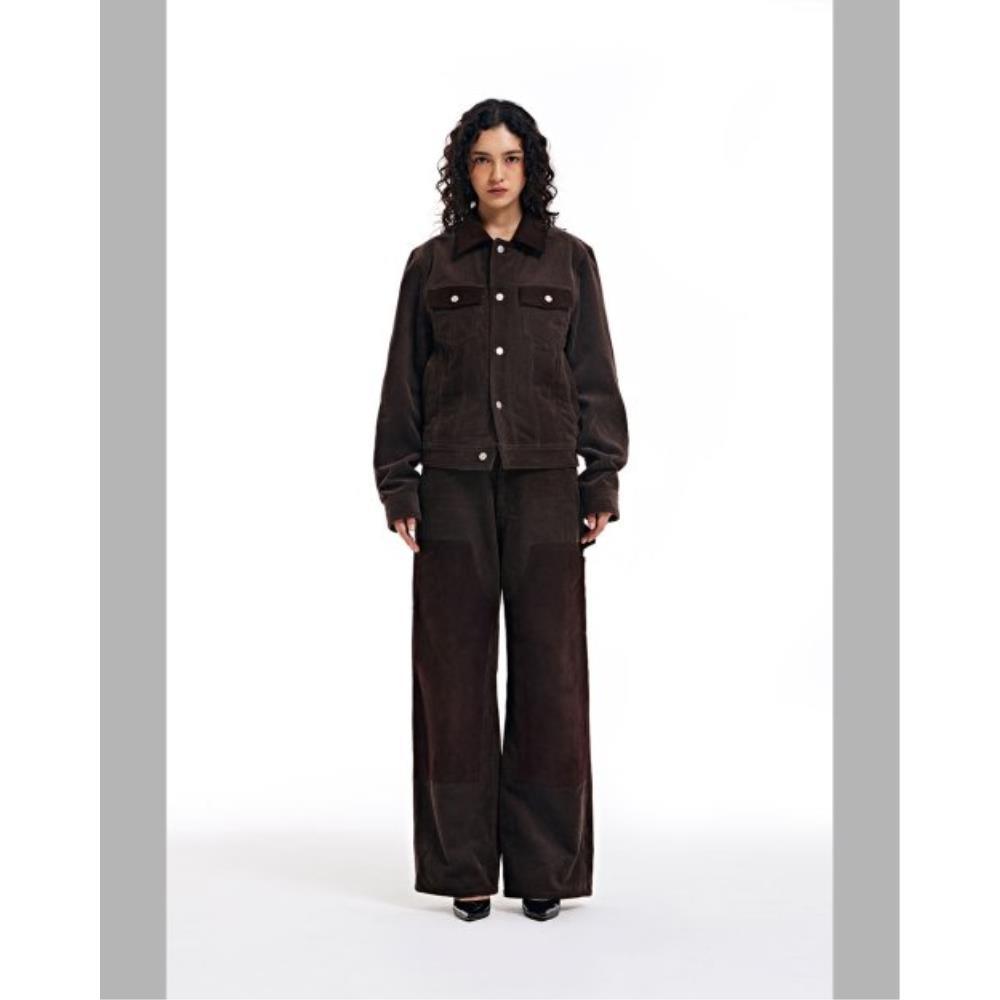 THE MUSEUM VISITOR CORDUROY SUEDE TRUCKER JACKET BROWN 1 THE MUSEUM VISITOR CORDUROY SUEDE TRUCKER JACKET BROWN 1