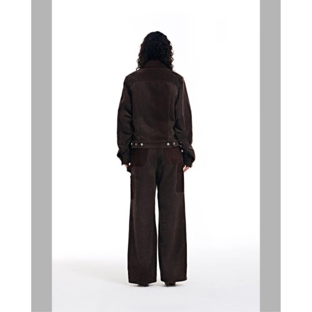 THE MUSEUM VISITOR CORDUROY SUEDE TRUCKER JACKET BROWN 1 THE MUSEUM VISITOR CORDUROY SUEDE TRUCKER JACKET BROWN 1
