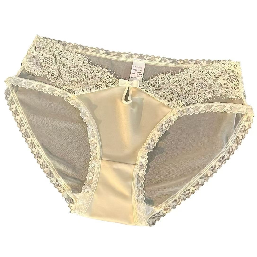 【1点ご購入 で10点プレゼントいたします】レースパンツ薄手ウエスト透かし透かした純綿股間で誘惑サテンパンツ女