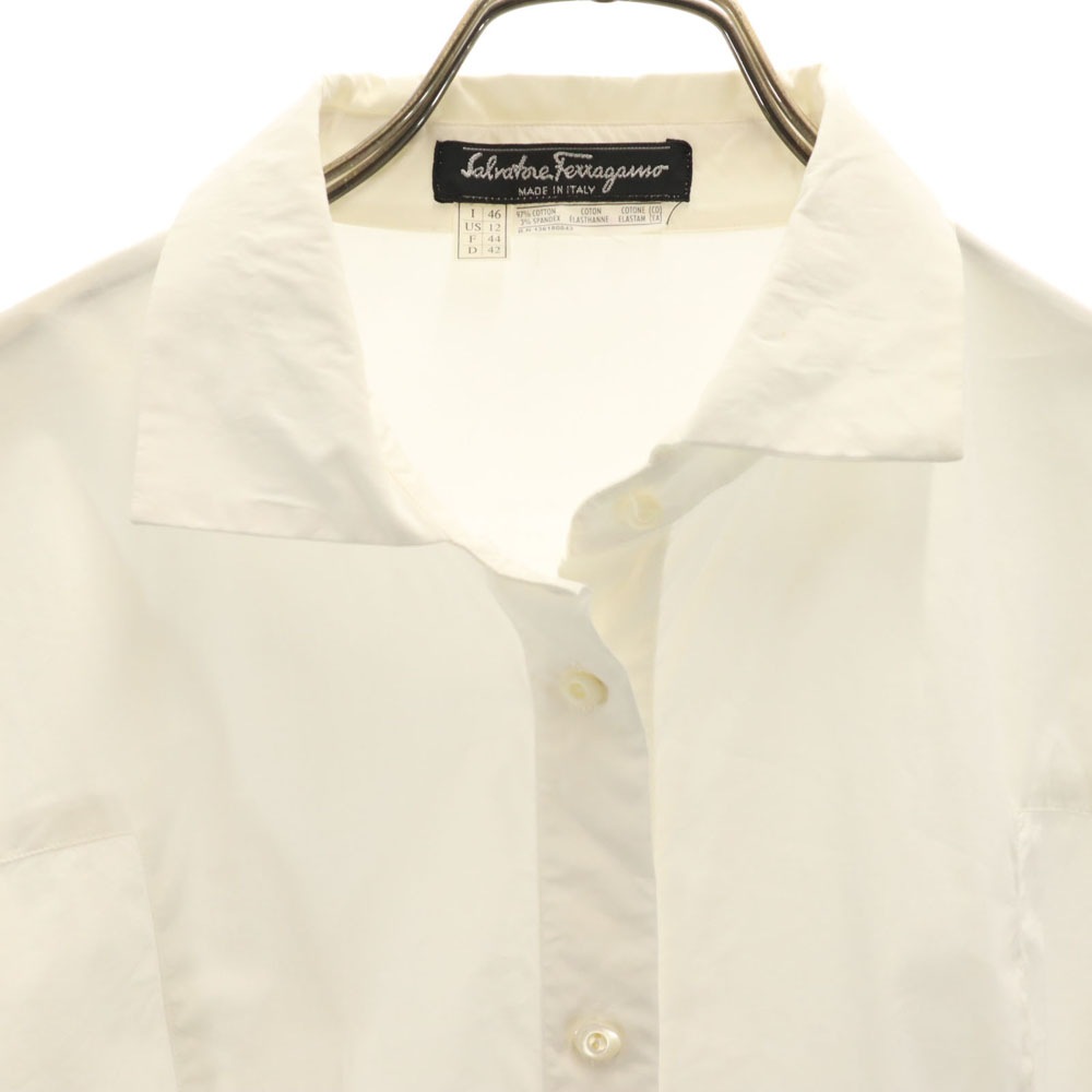 SalvatoreFerragamo サルバトーレフェラガモ イタリア製 長袖 ボタンダウンシャツ 46 ホワイト レディース SalvatoreFerragamo サルバトーレフェラガモ イタリア製 長袖 ボタン