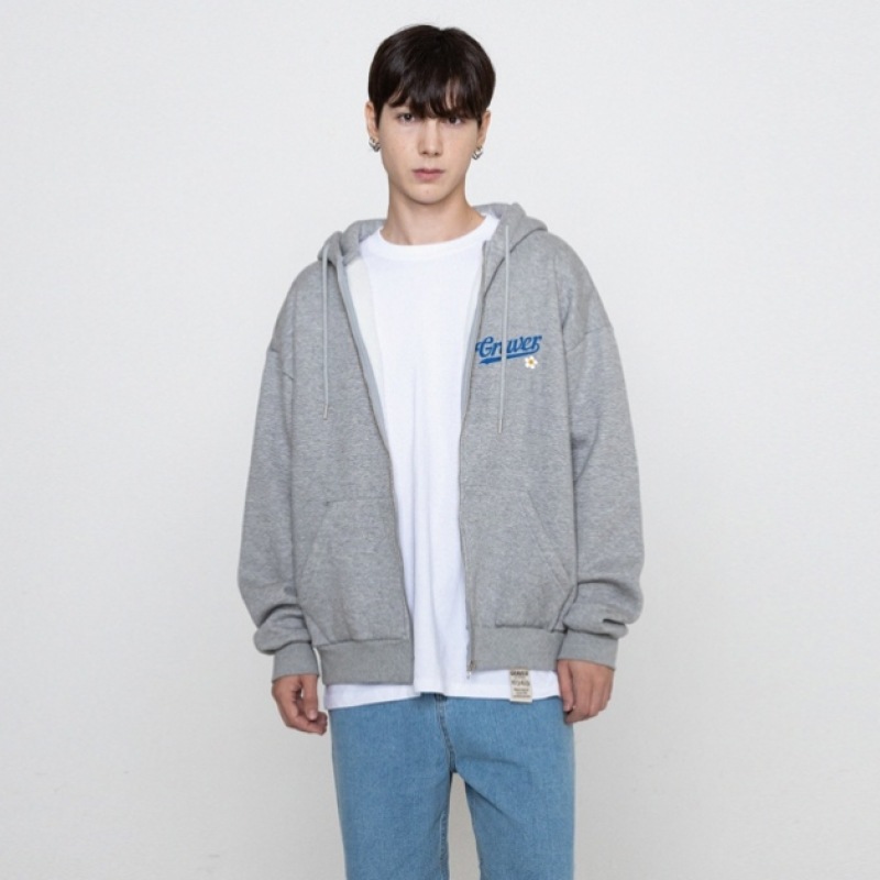 GRAVER ホッキョクグマハートパーカージップアップグレー