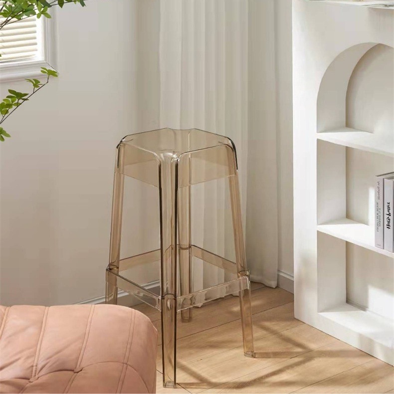 ハイスツール バースツール 椅子 チェア おしゃれ 65cm 75cm 背もたれなし キャスター無し 透明 クリア グレー アンバー