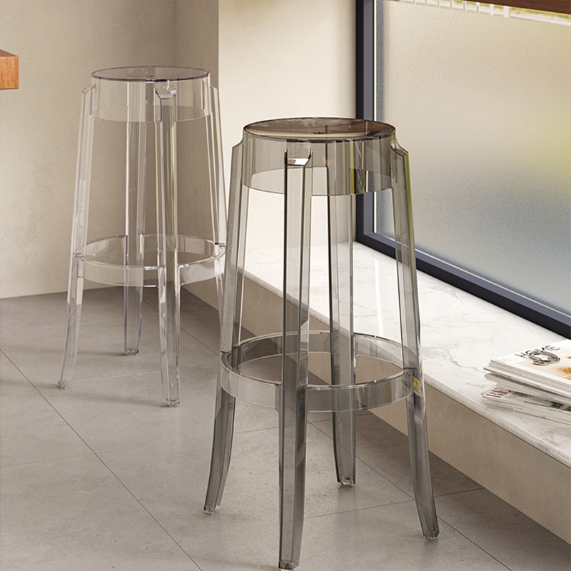 ハイスツール バースツール 椅子 チェア おしゃれ 65cm 75cm 背もたれなし キャスター無し 透明 クリア グレー アンバー