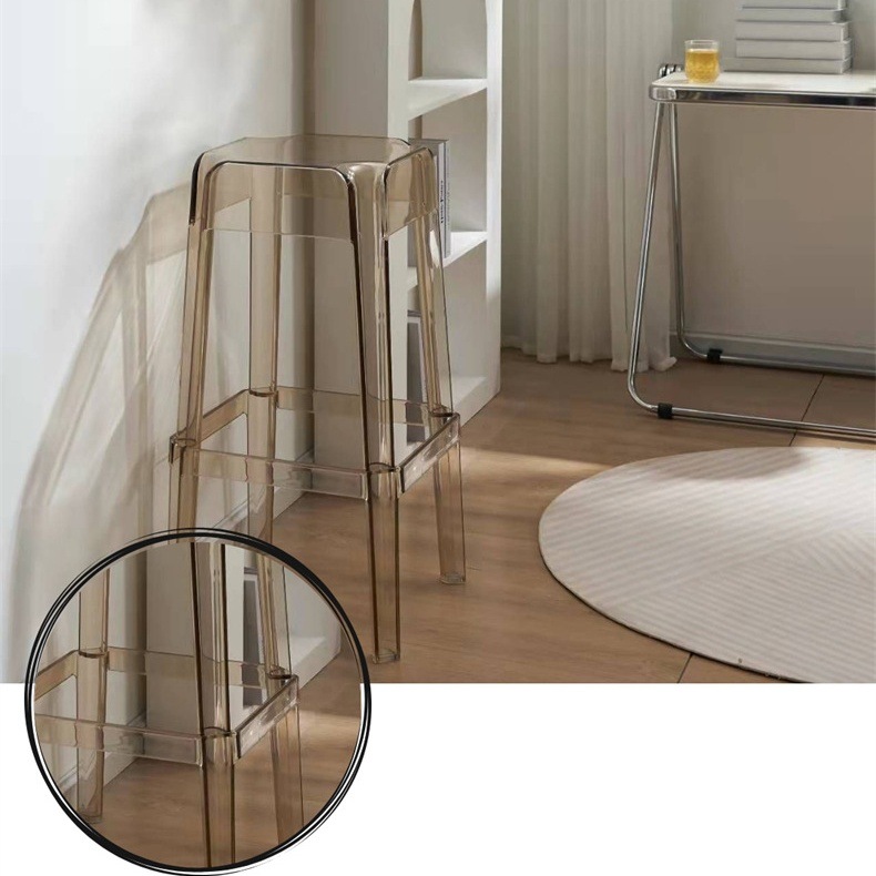 ハイスツール バースツール 椅子 チェア おしゃれ 65cm 75cm 背もたれなし キャスター無し 透明 クリア グレー アンバー