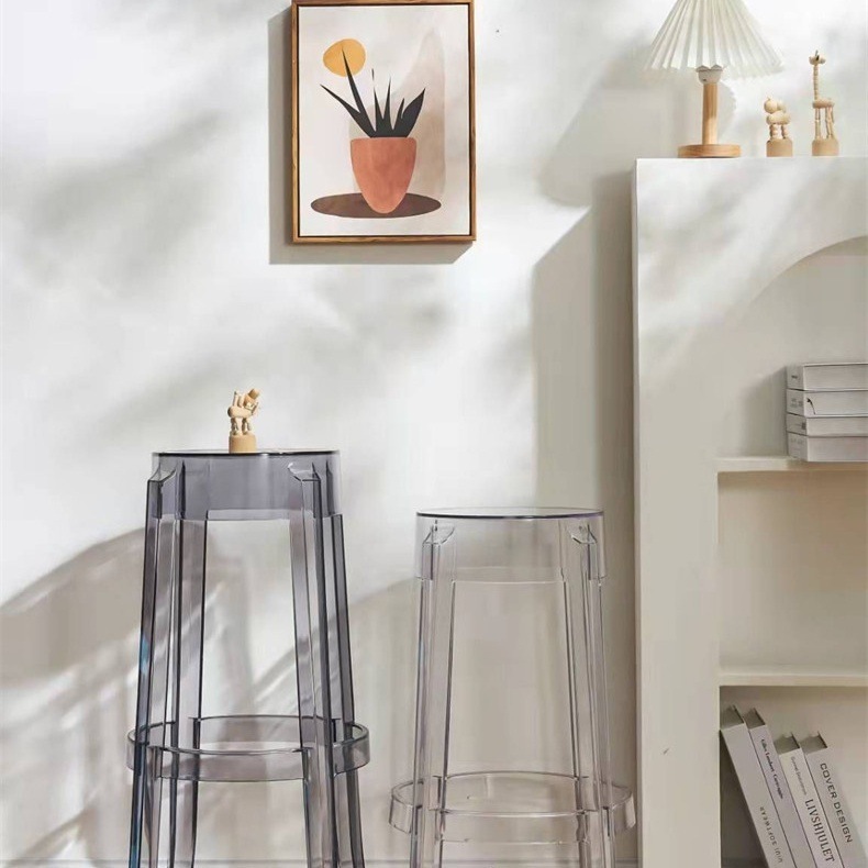 ハイスツール バースツール 椅子 チェア おしゃれ 65cm 75cm 背もたれなし キャスター無し 透明 クリア グレー アンバー