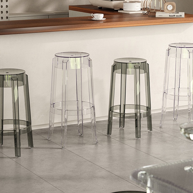 ハイスツール バースツール 椅子 チェア おしゃれ 65cm 75cm 背もたれなし キャスター無し 透明 クリア グレー アンバー