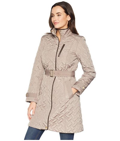 Cole Haanコールハーン レディース コート アウター Belted Signature Quilt Zip Front Coat with Trapunto Stitching Details Cole Haanコールハーン レディース コート アウター Belted Signature Quilt Zip Front Coat with Trapunto Stitching Details