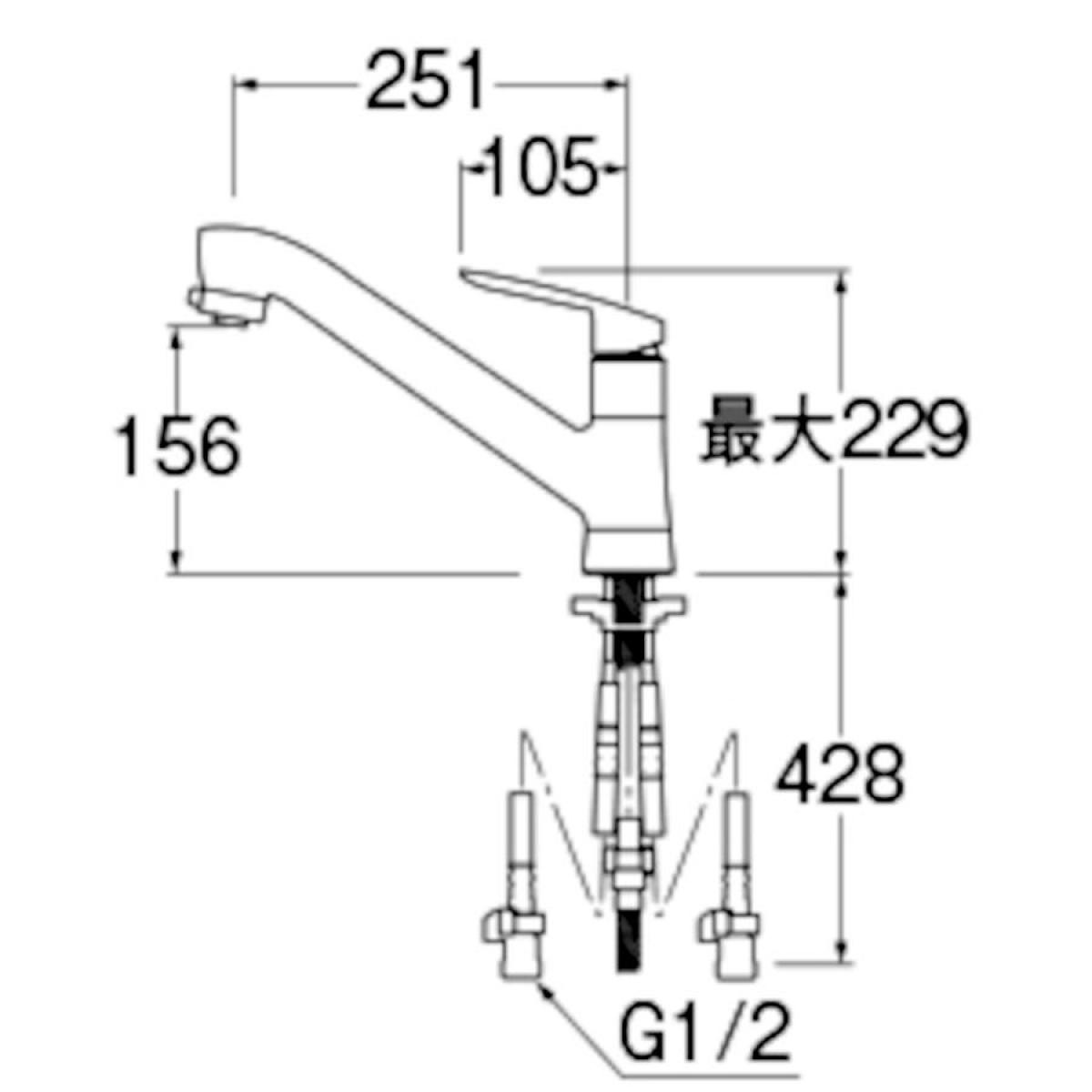 三栄水栓製作所 K87000ETJV-V2S キッチン用蛇口[台][シングルレバー混合水栓][ホース引出][分岐口付][スパウト250mm][一般地] キッチン水栓 三栄 K87000ETJV-V2S K87000ETJV-V2S｜三栄水栓製作所