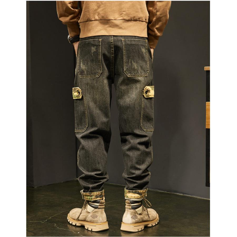 極太 デニム ジーンズ パンツ メンズ ルーズフィット B系 裏起毛 ヒップホップ ワイドパンツ HIPHOP バギーパンツ ロング 大きいサイズ