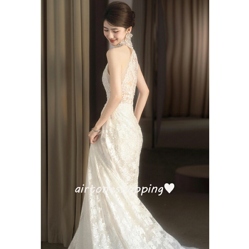 ウェディングドレス 二次会ドレス ホルターネック レース 白 ロングドレス ホワイト 結婚式ドレス 二次会 ウェディング ドレス レースドレス トレーンドレス Aライン 海外挙式 撮影 XS S M ウェディングドレス 二次会ドレス ホルターネック レース 白 ロングドレス ホワイト 結婚式ドレス 二次会 ウェディング ドレス レースドレス トレーンドレス Aライン 海外挙式 撮影 XS S M