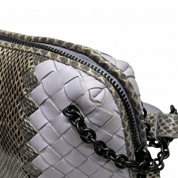 ボッテガ・ヴェネタ イントレチャート レザー パイソン バッグ ショルダーバッグ 【中古】 ボッテガ・ヴェネタ イントレチャート レザー パイソン バッグ ショルダーバッグ 【中古】