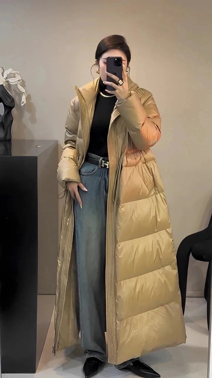 韓国デザイン新作ゆったりロングダウンコート