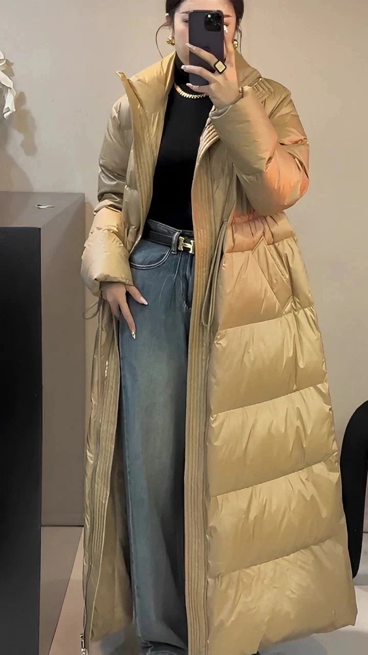 韓国デザイン新作ゆったりロングダウンコート